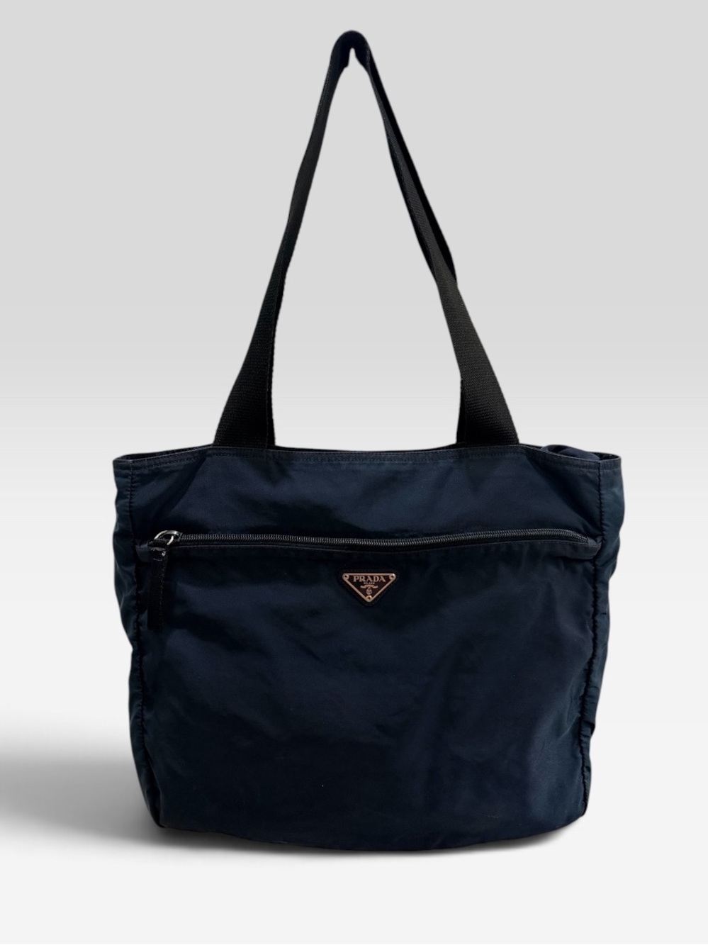 Prada Tessuto Navy Nylon Shoulder Shopping Tote Bag + dust bag
